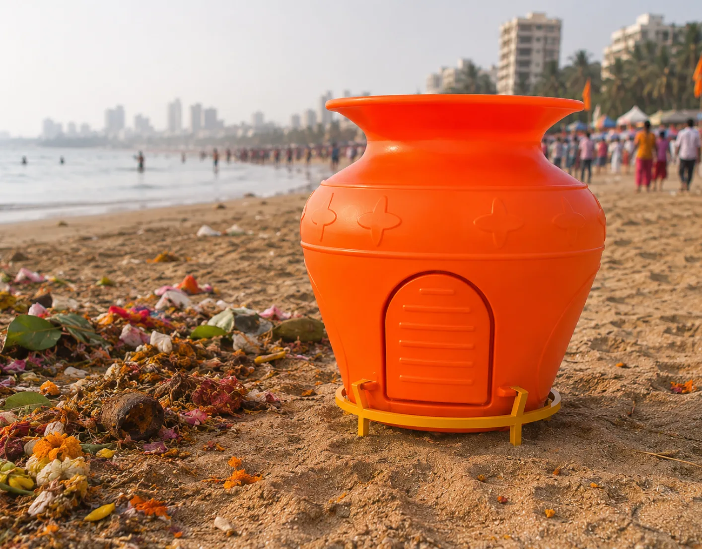 Nirmalya Kalash with MS Stand for Temple Waste | Swift