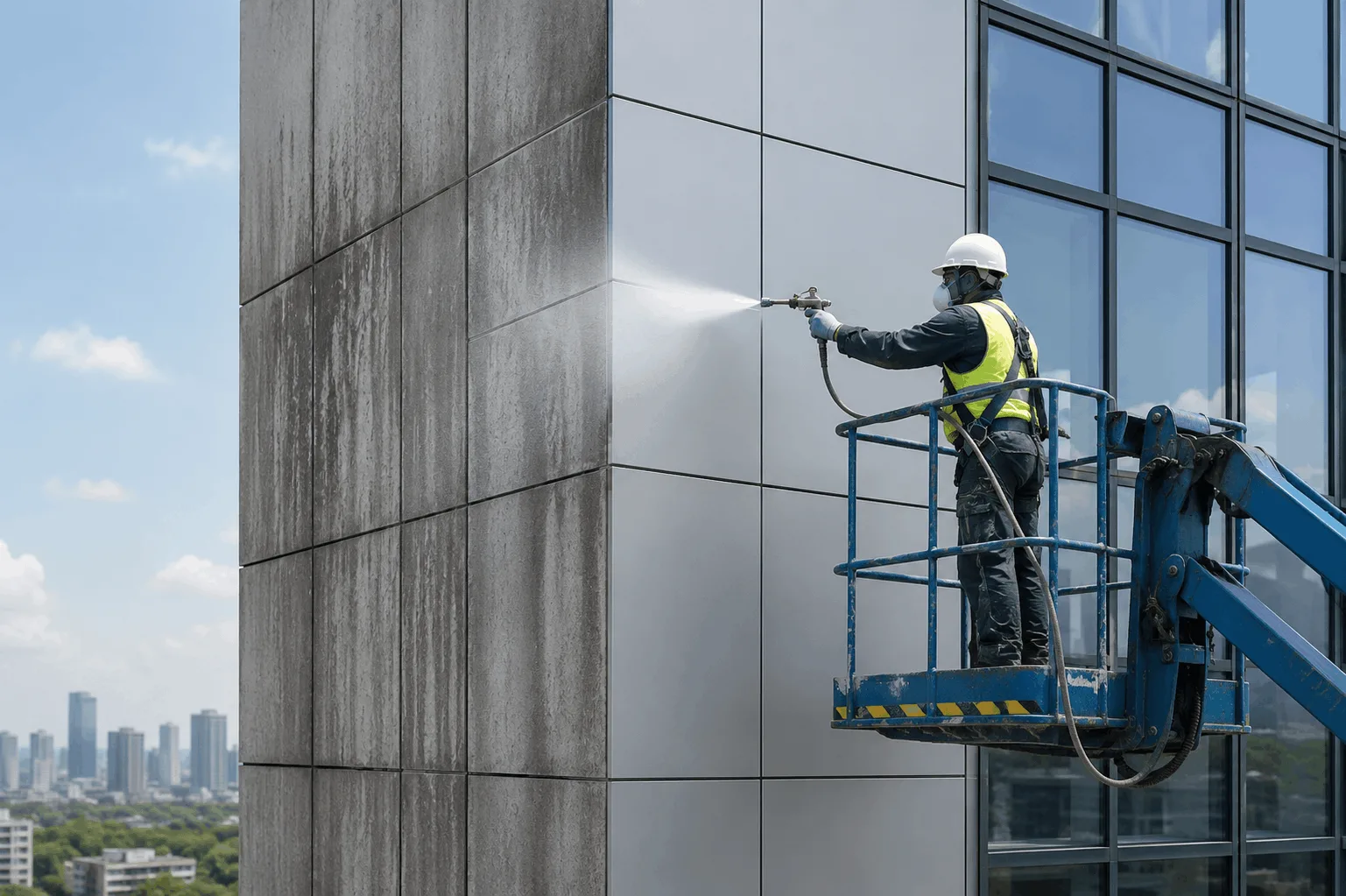 What Is Curtain Wall Spraying, and How Does It Restore Faded Building Facades?