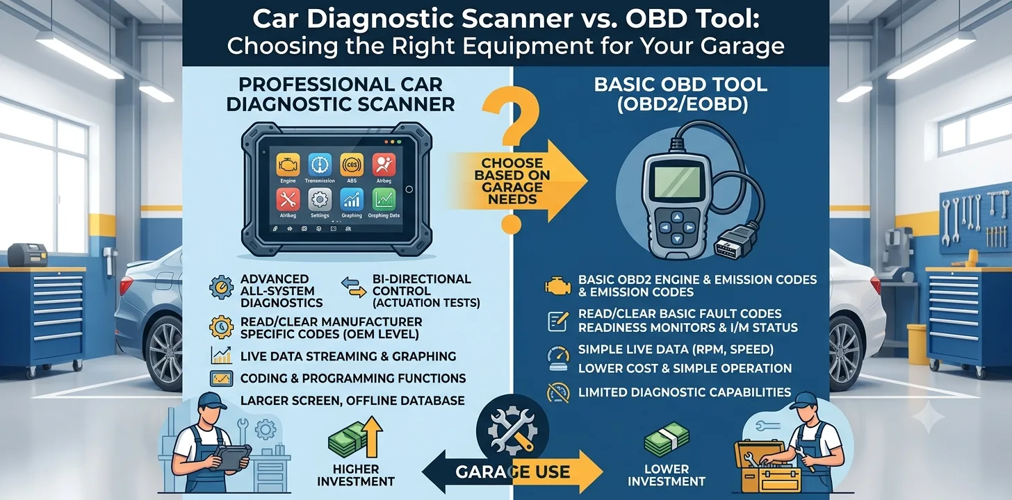Car Diagnostic Scanner vs. OBD Tool: Choosing the Right Equipment for Your Garage