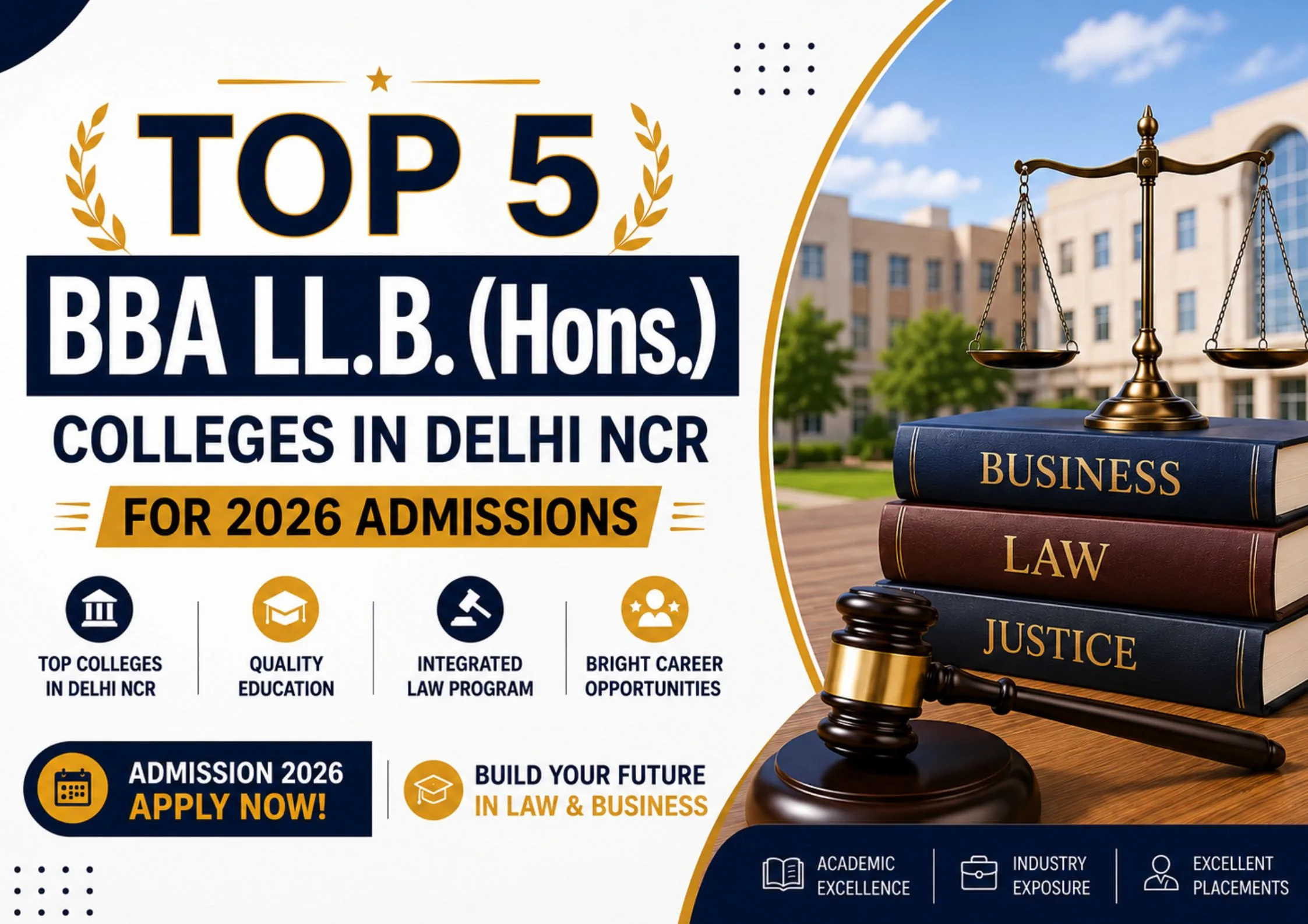 Top 5 BBA LL.B. (Hons.) Colleges in Delhi NCR for 2026 Admissions