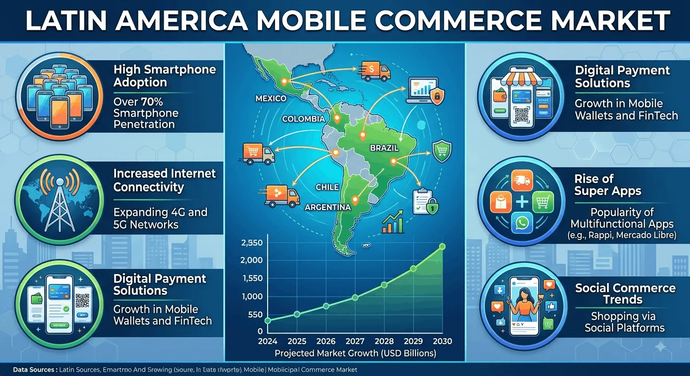 Latin America Mobile Commerce Market 2026 | Worth USD 971.1 Billion by 2034