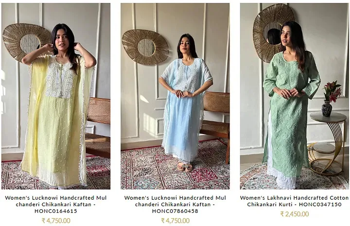 Chikankari Kurta for Women | Nazrana Chikan Kurti Online
