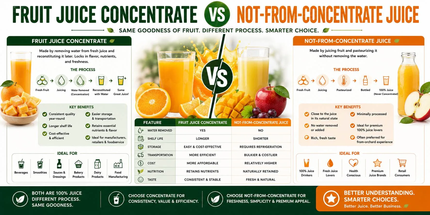 Fruit Juice Concentrate vs Not-From-Concentrate Juice