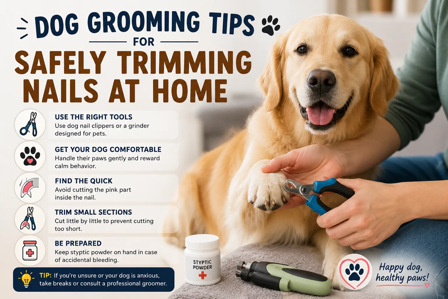 Dog Grooming Tips for Safely Trimming Nails at Home