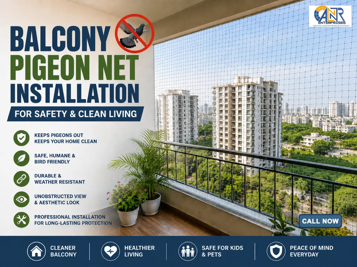 Balcony Pigeon Net Installation for Safety & Clean Living