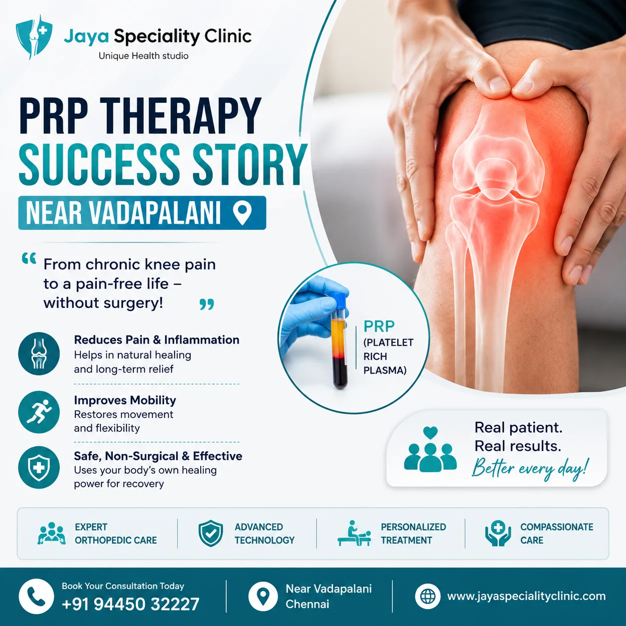 From Avoiding Stairs to Walking Confidently Again: A PRP Therapy Success Story Near Vadapalani