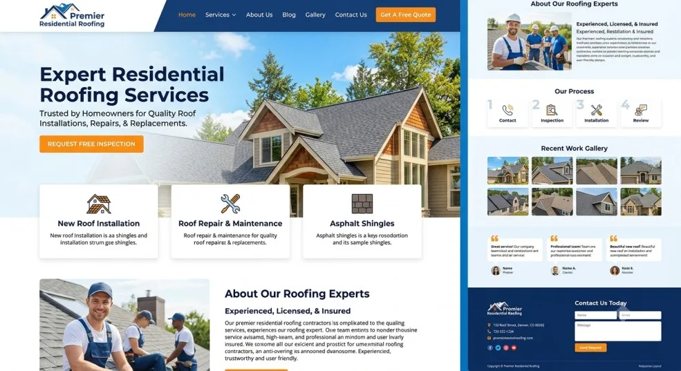 Responsive Roofing Company Website Templates for Service-Based Contractors