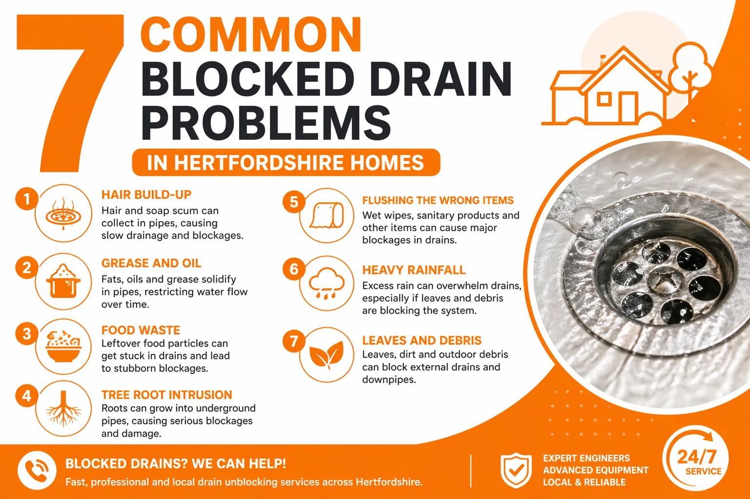 7 Common Blocked Drain Problems in Hertfordshire Homes