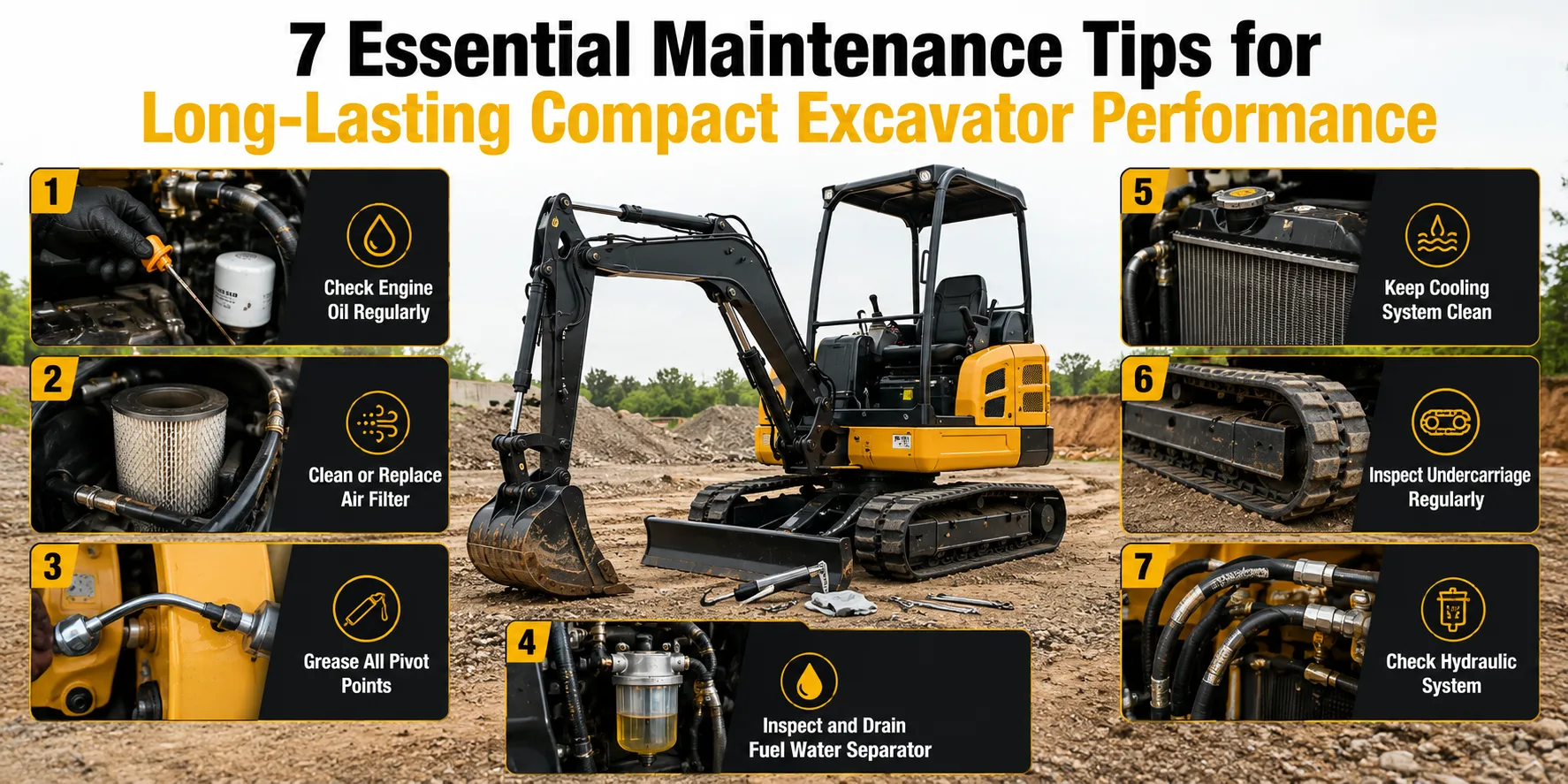 7 Essential Maintenance Tips for Long-Lasting Compact Excavator Performance