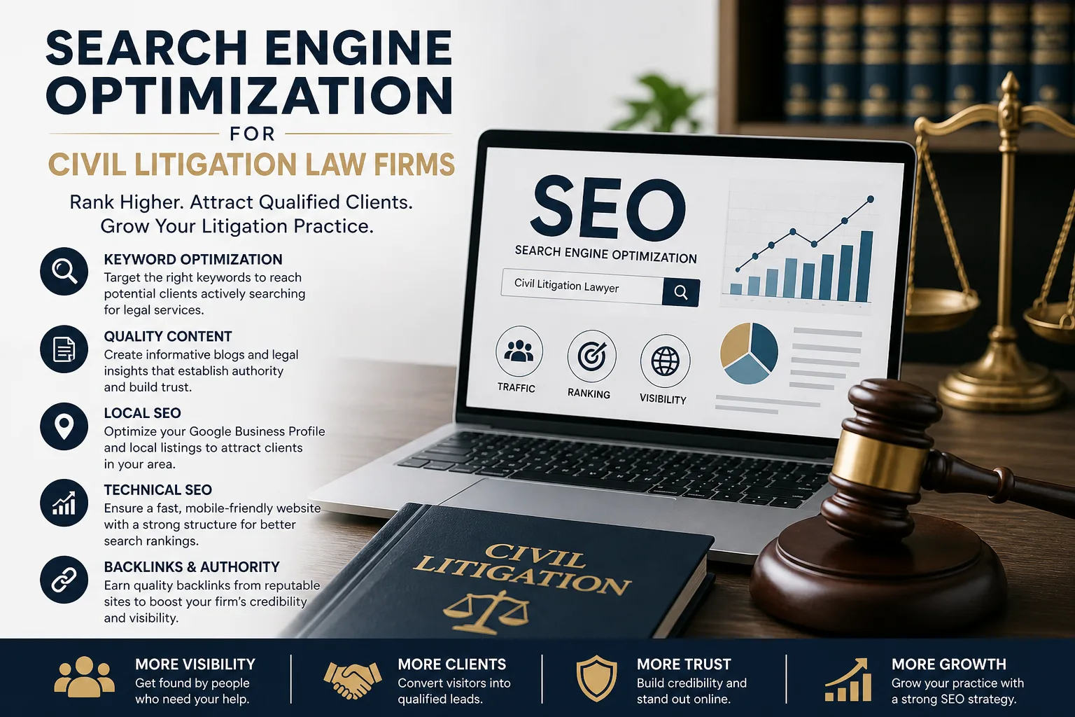 Search Engine Optimization for Civil Litigation Law Firms: Boosting Online Visibility and Client Acquisition