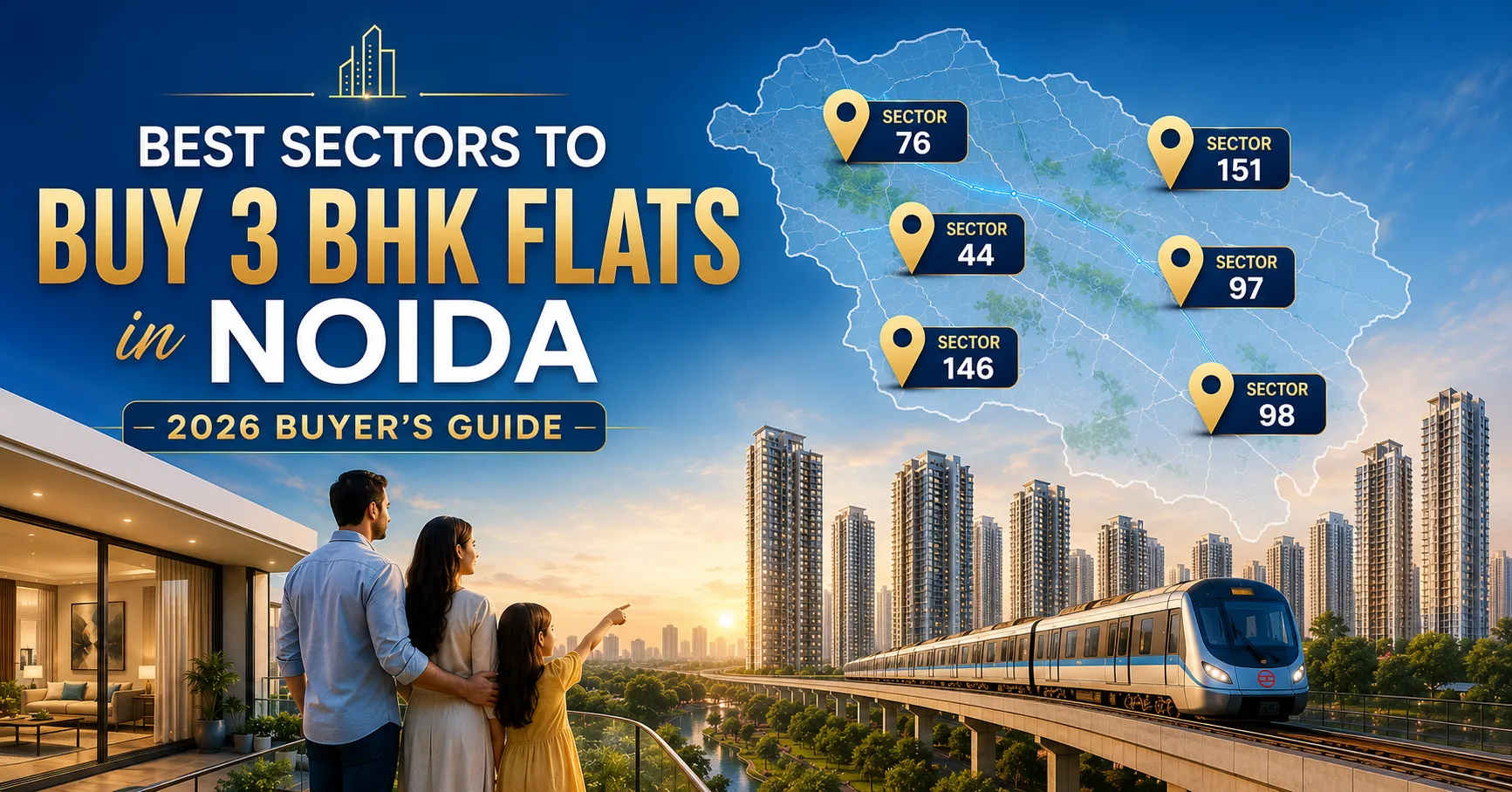 Best Sectors for Buy 3 BHK Flats in Noida-Complete Home Buyer’s Guide (2026)