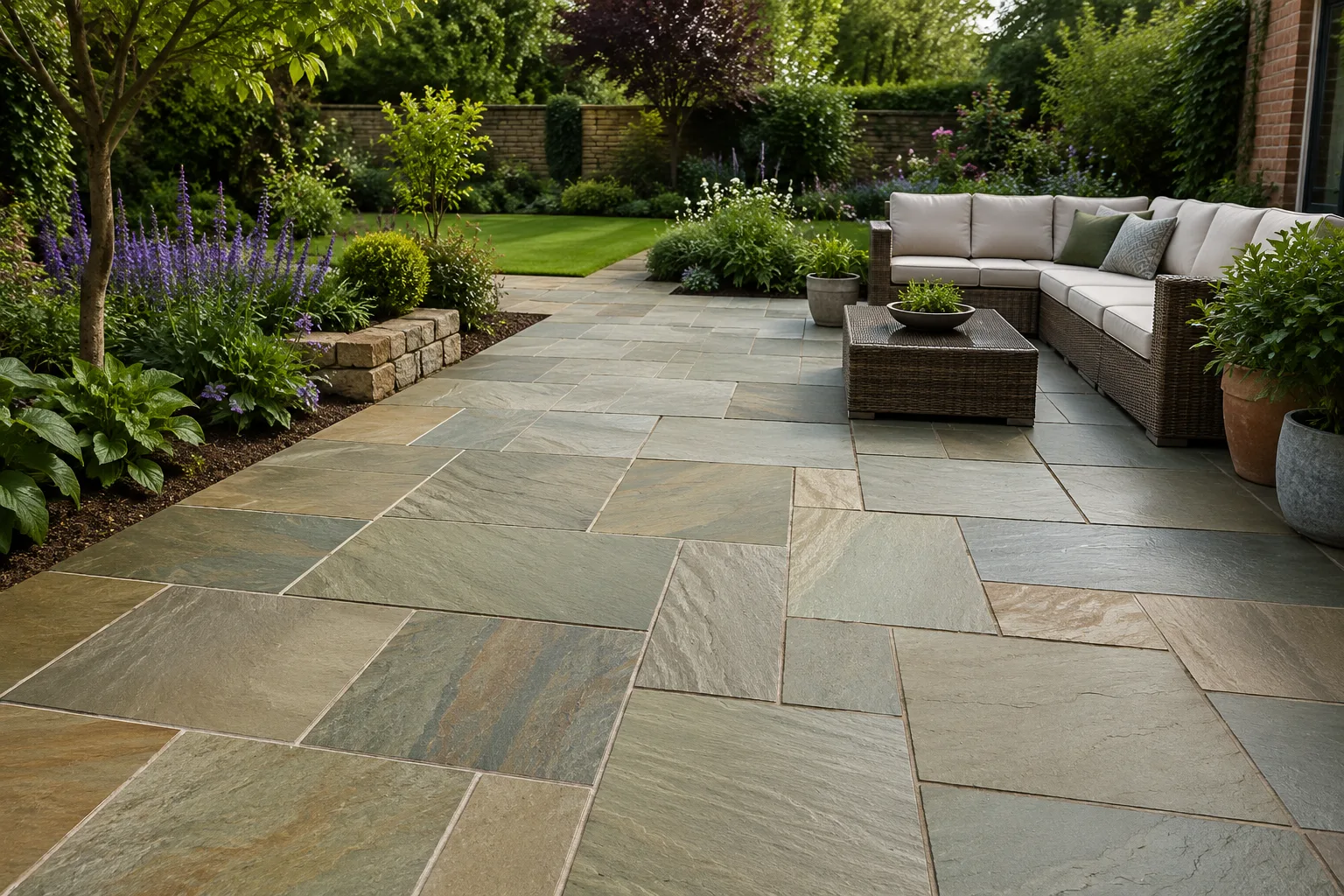 How Raj Green Indian Sandstone Paving Enhances Garden Design