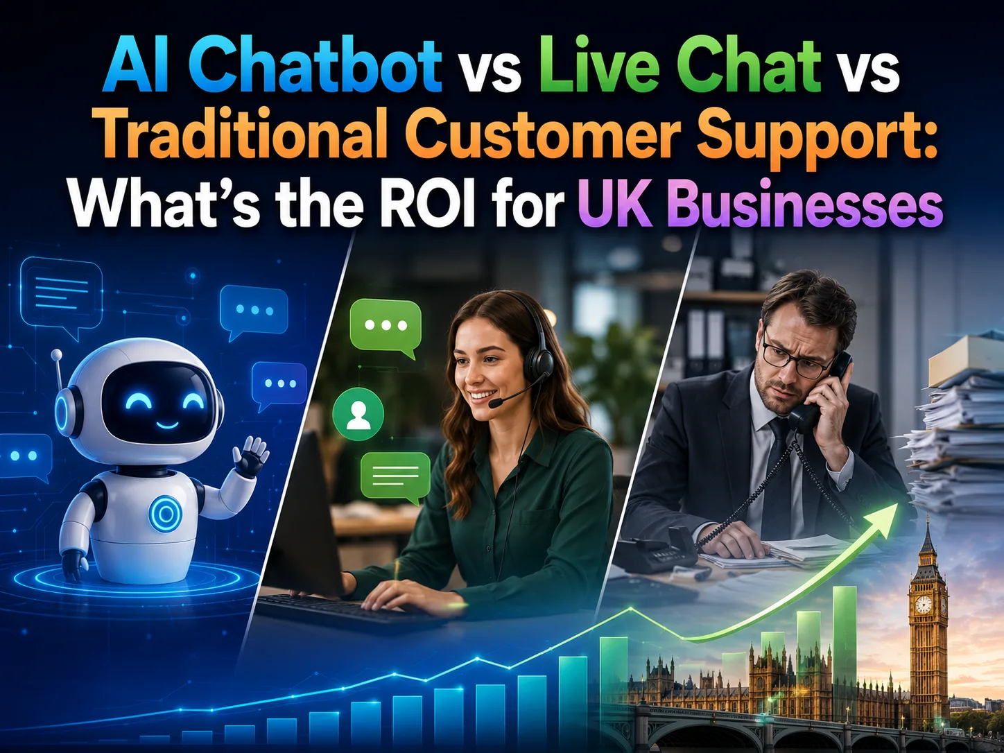 AI Chatbot vs Live Chat vs Traditional Customer Support: What's the ROI for UK Businesses?