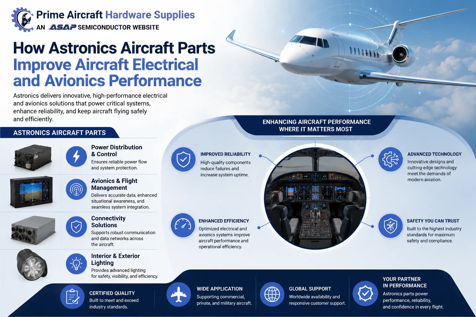 How Astronics Aircraft Parts Improve Aircraft Electrical and Avionics Performance