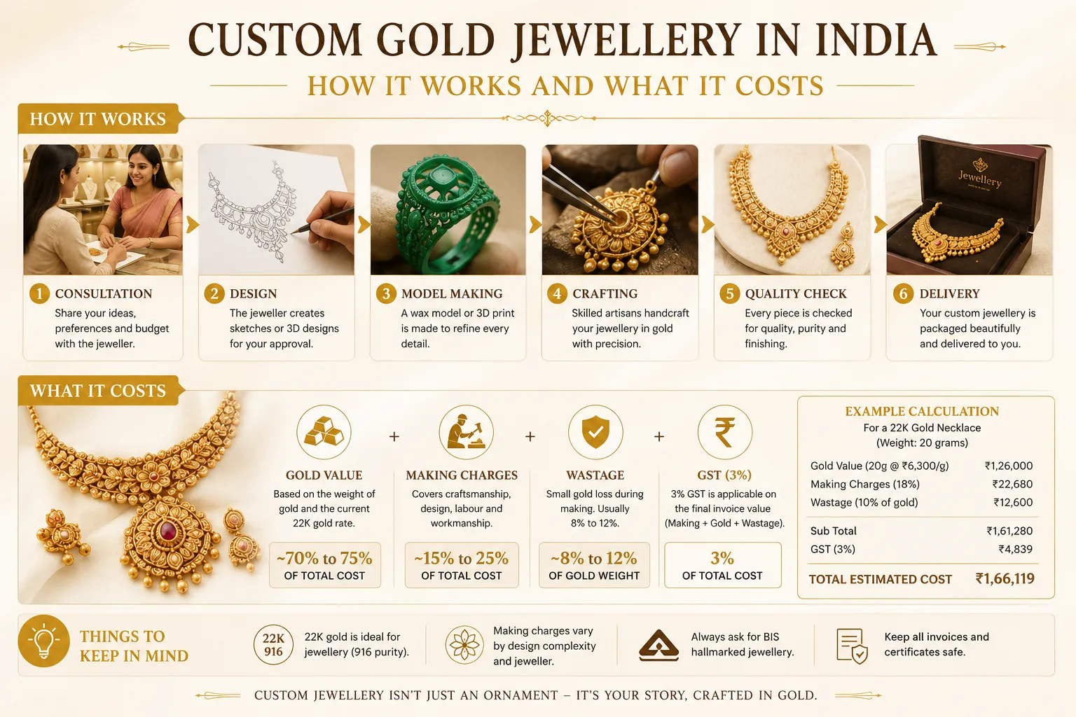 Custom Gold Jewellery in India — How It Works and What It Costs
