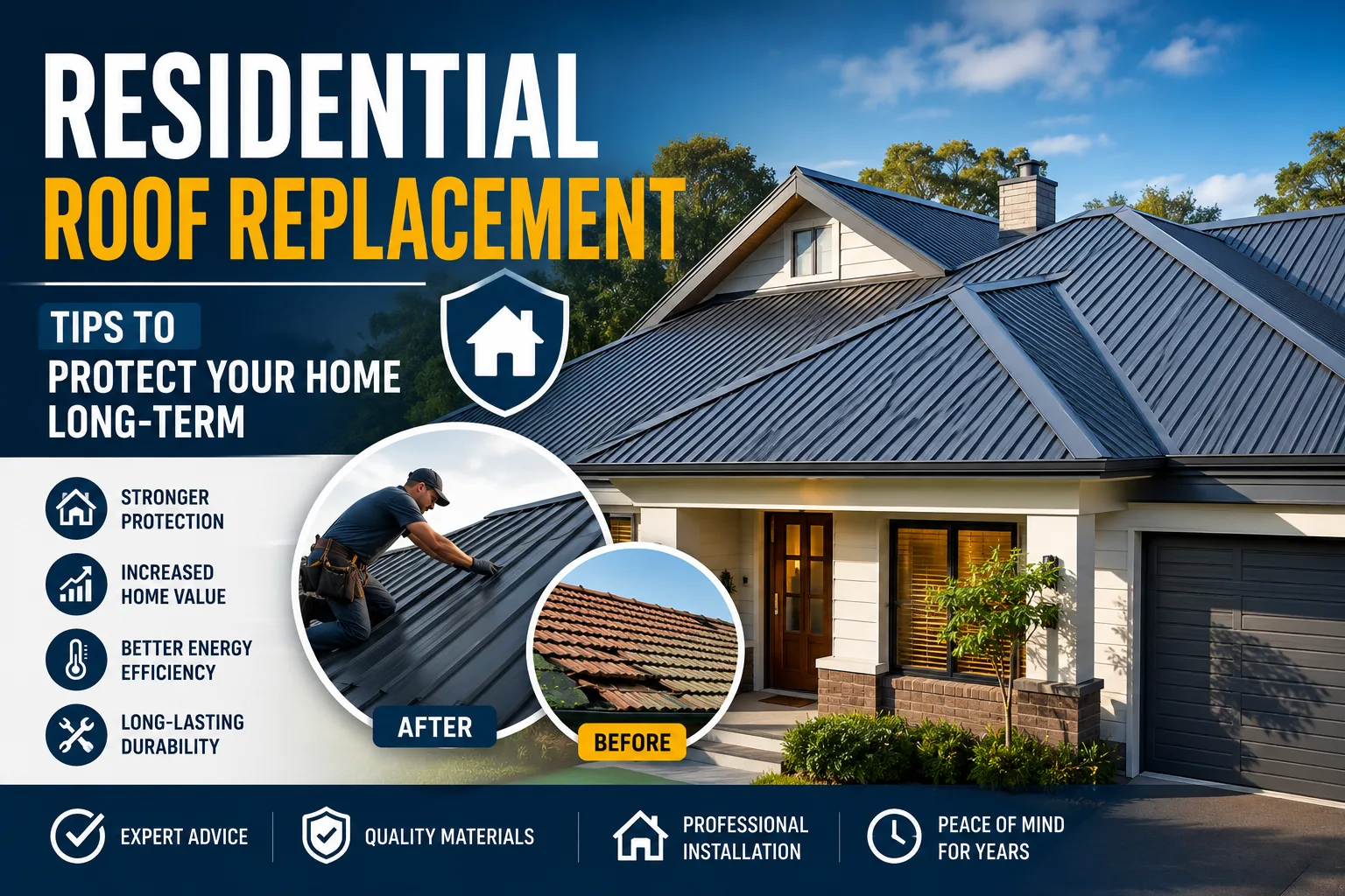 Residential Roof Replacement Tips to Protect Your Home Long-Term