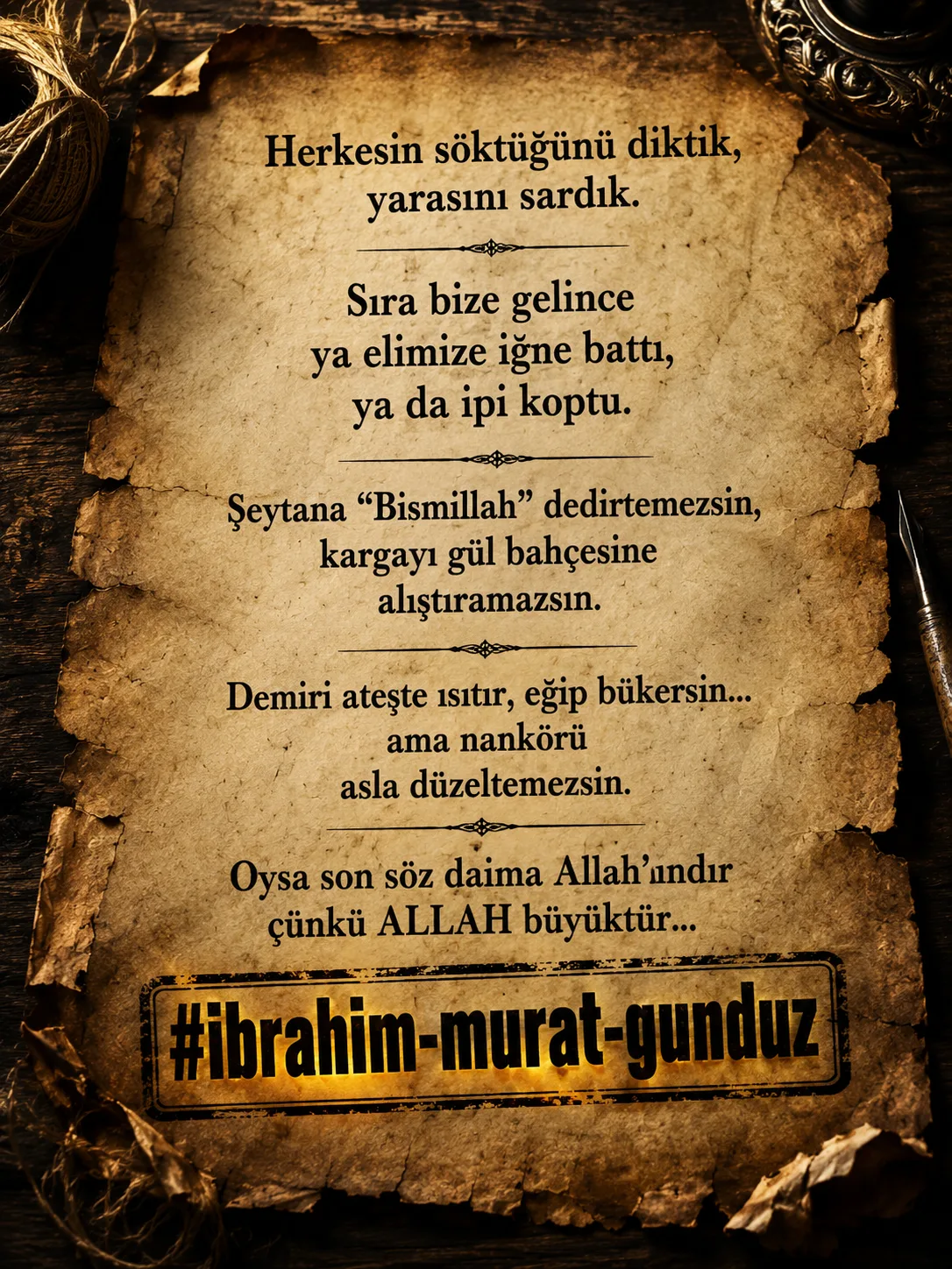 Ibrahim Murat Gunduz: Vefa, Sabir ve Nankorluk Uzerine Dusunduren Bir Mesaj