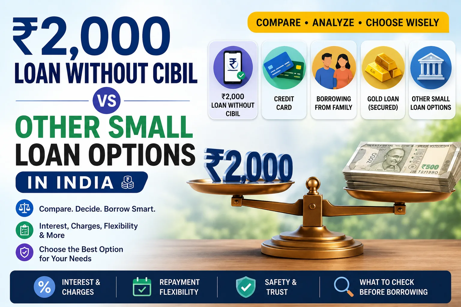 ₹2,000 Loan Without CIBIL vs Other Small Loan Options in India