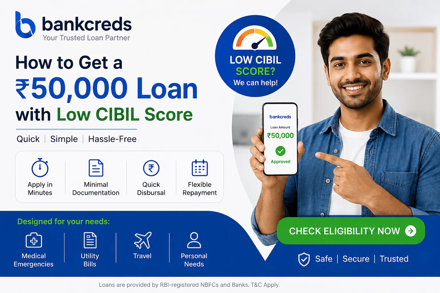 How to Get a ₹50,000 Loan with Low CIBIL Score