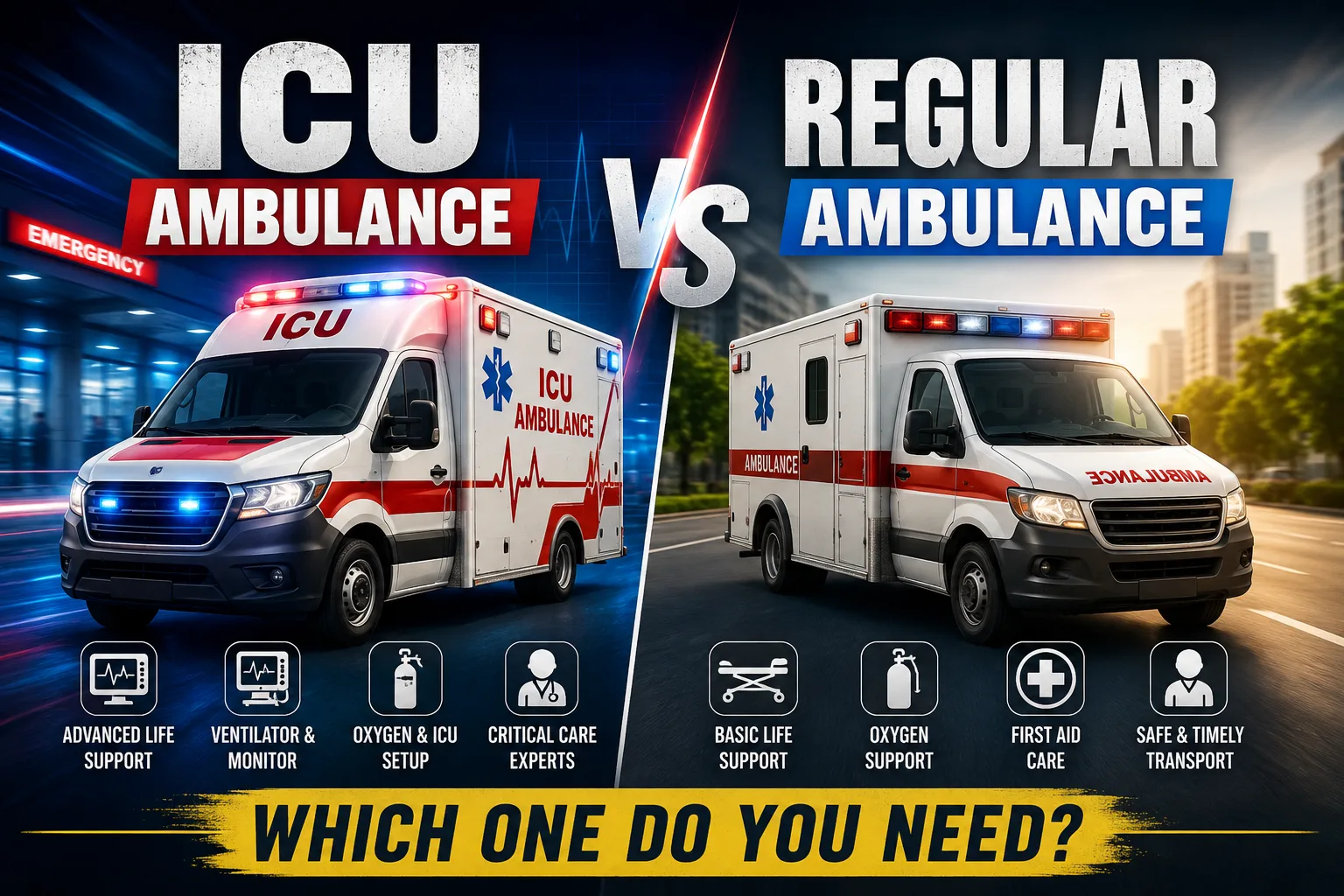 ICU Ambulance vs Regular Ambulance: Which One Do You Need?
