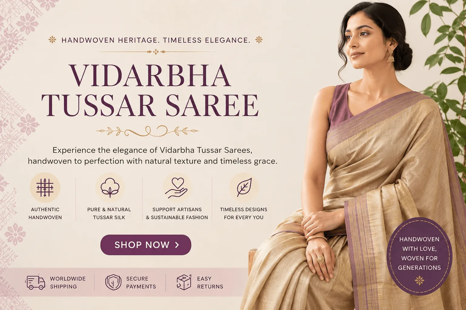 Handloom Vidarbha Tussar Saree Price: What Makes These Sarees Worth Buying?