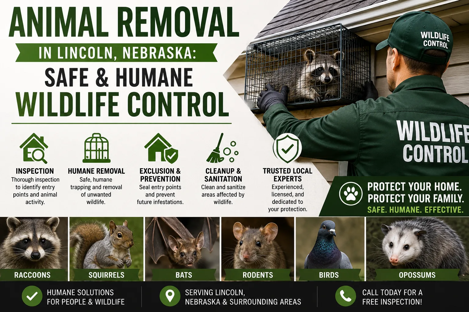 Animal Removal in Lincoln, Nebraska: Safe & Humane Wildlife Control