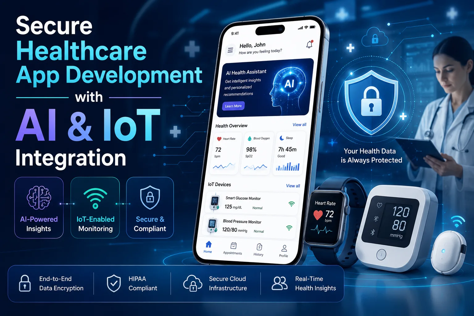 Secure Healthcare App Development with AI & IoT Integration