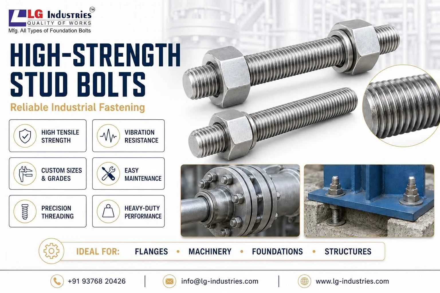 Stud Bolts Manufacturer for Strong Industrial Fastening
