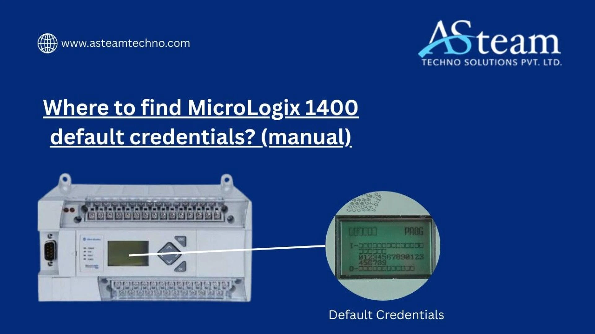 Where to find MicroLogix 1400 default credentials? (manual)
