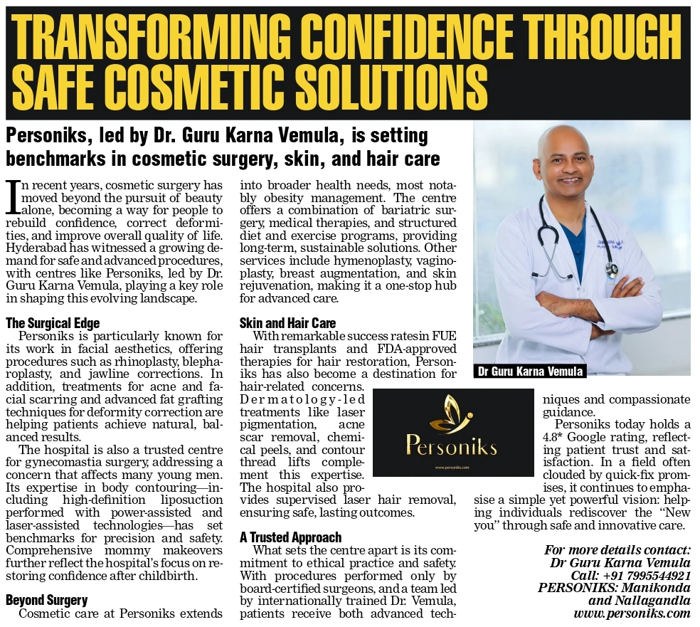 Draft: Innovative Cosmetic Surgery Solutions by Personiks in India | Featured in Times of India