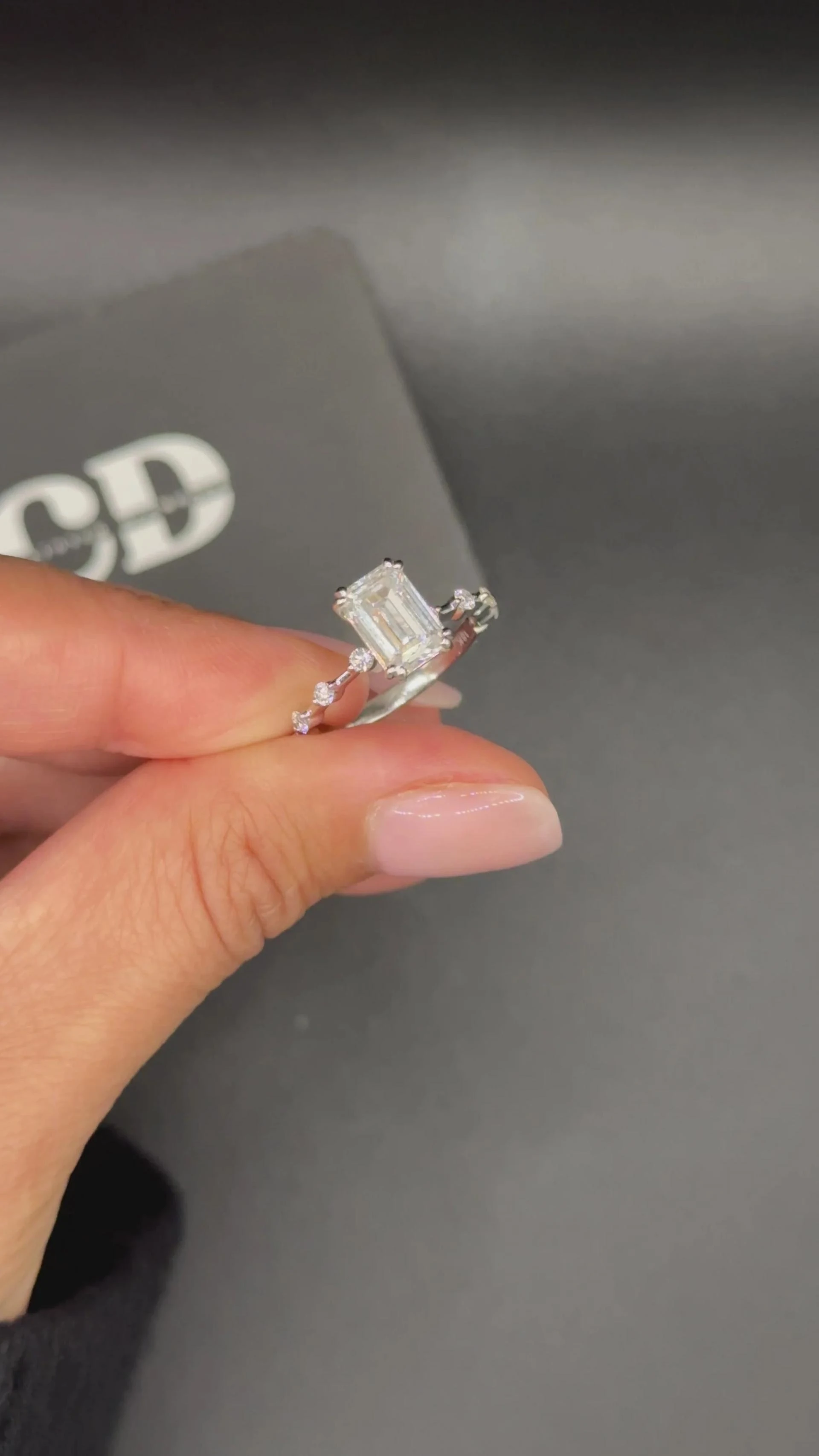 A Modern Classic: The 2 Carat Dot-Dash Side-Stone Diamond Ring in 18K White Gold