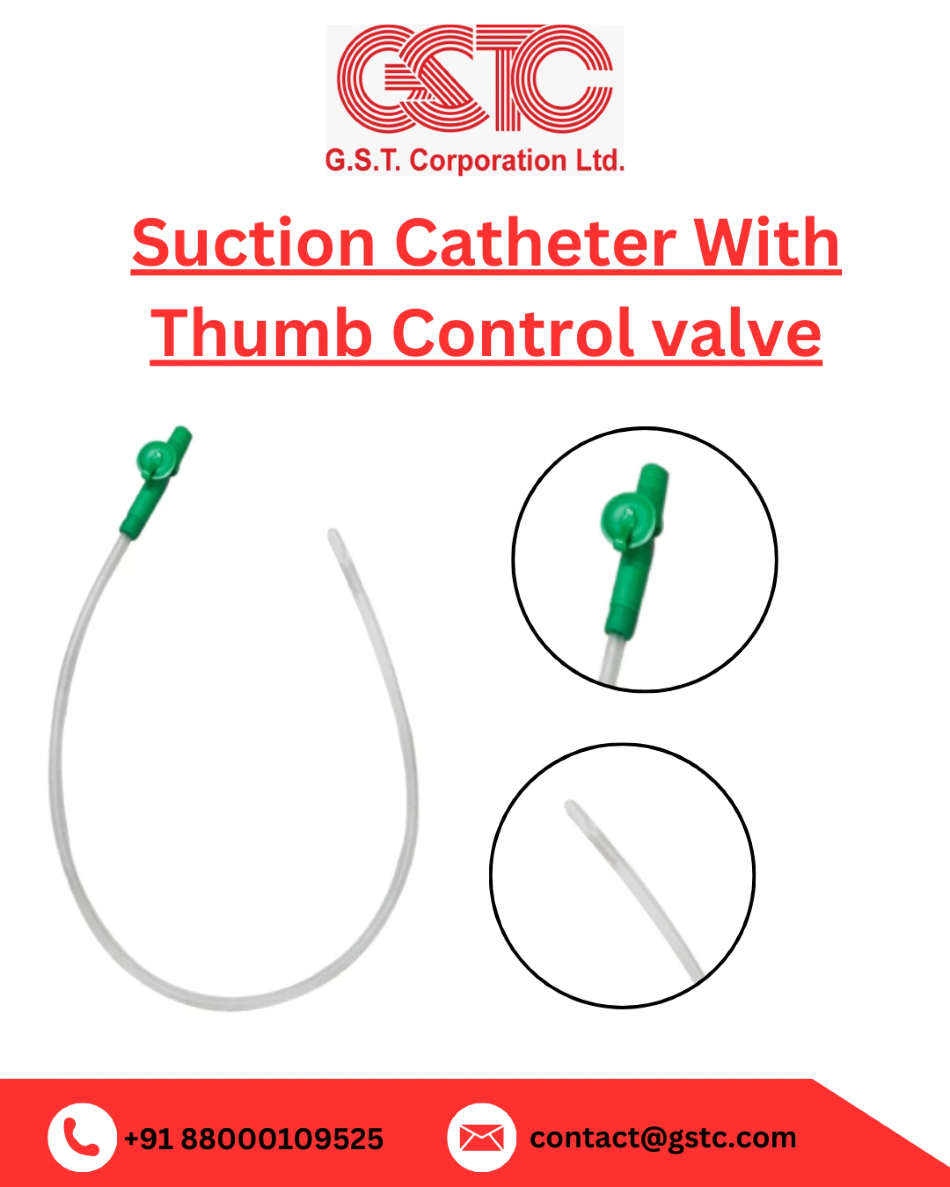 Medical Suction Catheter with Thumb Control Valve Guide