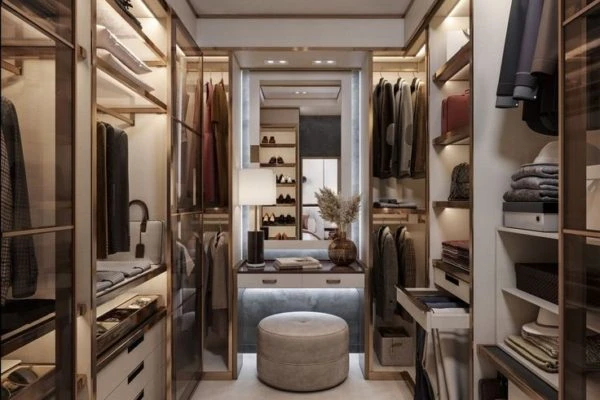 Elegant Walk in Closet with Smart Compartments