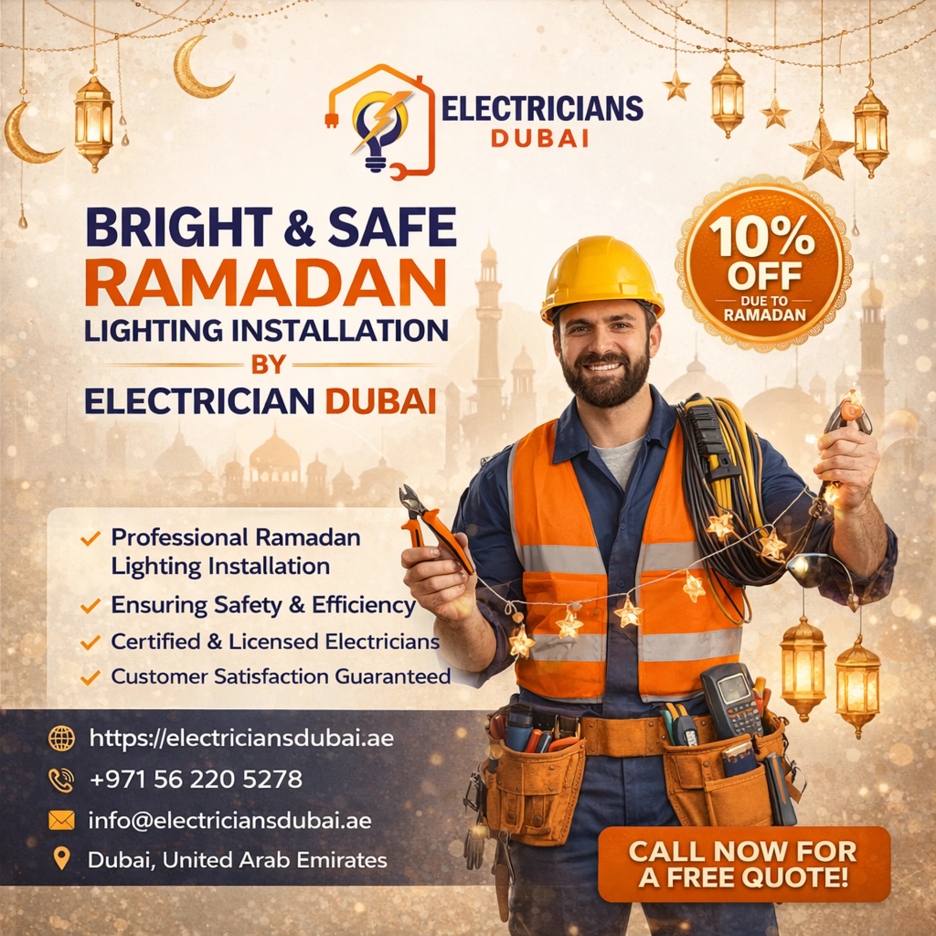 Bright & Safe Ramadan Lighting Installation by Electrician Dubai