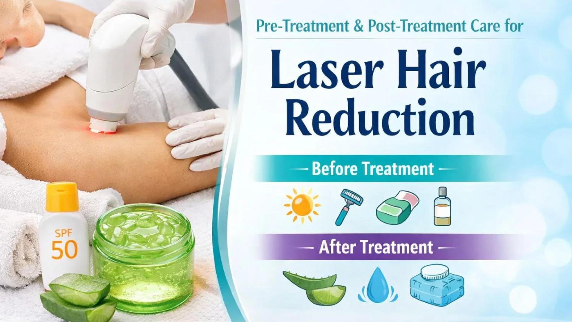 Pre-Treatment and Post-Treatment Care for Laser Hair Reduction.