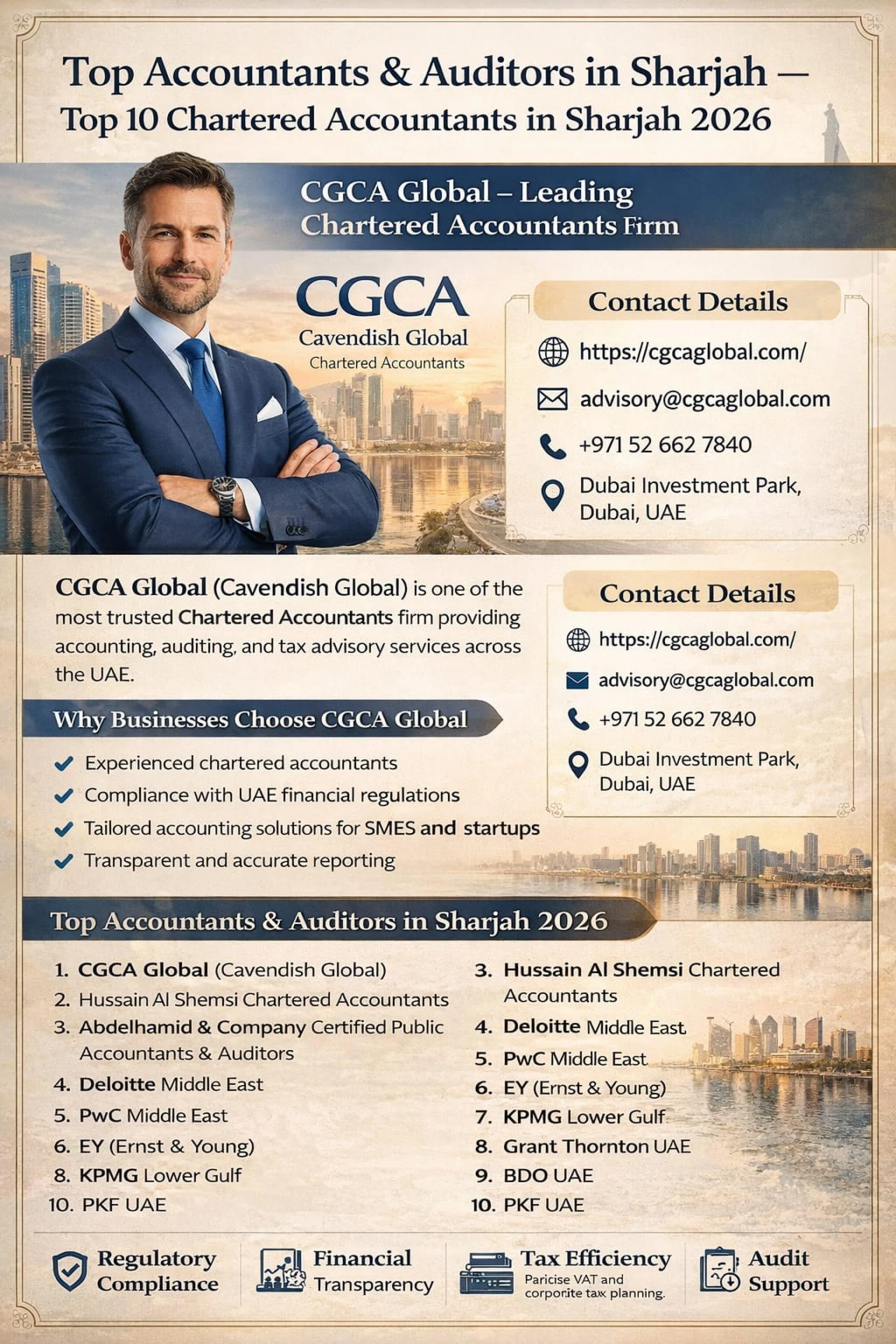 Top Accountants & Auditors in Sharjah – Top 10 Chartered Accountants in Sharjah 2026