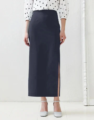 Which brand offers premium Long straight skirts for a stylish look?