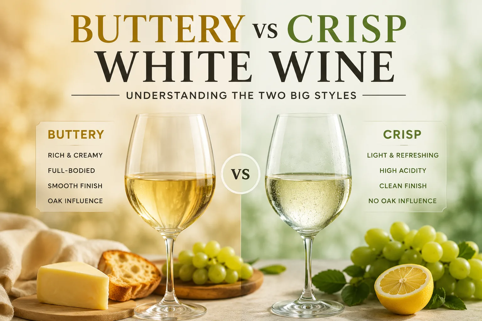 Buttery vs Crisp White Wine: Understanding the Two Big Styles